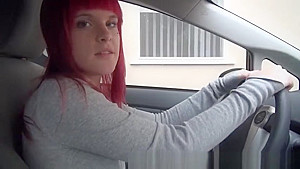 Emo girlfriend teasing in the car