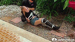 Tied Up a Cutie for Wild Fun in My Garden