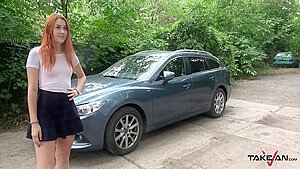 Redhead Gets Screwed On The Backseat In The Pick Up Van