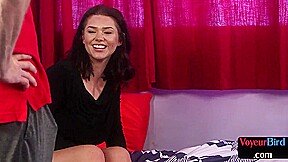 Bigtitted voyeur watching guy wanking