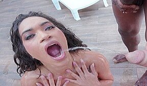 Hot latina Sereia Moana first time drinking piss gets hardcore