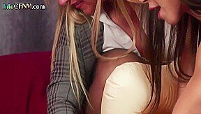 Cumthirsty CFNM babe gives HJ to guy