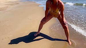 Slut Makes Fun Of Her Husband On The Beach – Hot Milf