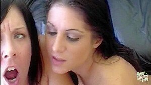 Ariana Jollee And Julie Night In Two Horny Brunettes Teamed For Sucking Off A Big Tool In A