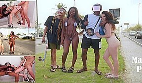 2 Very Sexy Brazilian Beauties Walk Almost Naked On The Street