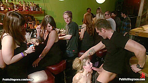 Blindfolded Blond Fucked In Public Bar With Princess Donna Dolore, Princess Donna And Nacho Vidal