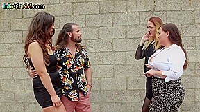 Cockhungry CFNM babes giving blowjob