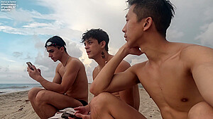 Cruising On The Beach, Asian Boy Ass Fucked By Uncut Latino Jock Nathan Lin, Valerio O