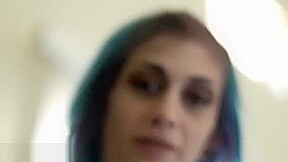 Emo girl with blue hair POV blowjob and sex