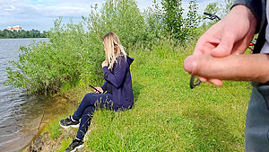 Man Flashes Cock In Public And Cumshot Near Beautiful Blonde Girl She Look How His Jerkoff Hard Dick And Cum On Her Body