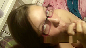 Sexy Pink Glasses Girlfriend Blowjob & Huge Facial (Throwback Thursday #2)
