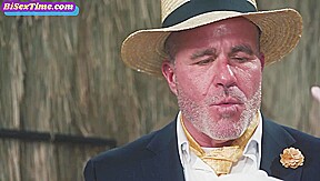 Throuple bisex cosplayer sharing busty GILF