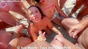 With Irina Mym, We Get Covered In Cum By A Crowd Of Strangers On A Beach