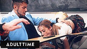 ADULT TIME – Bored Petite Aiden Ashley Sucks Classmate Under Desk Then Gets Fucked After Class