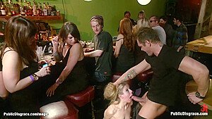 Blindfolded Blond Fucked In Public Bar With Princess Donna Dolore, Princess Donna And Nacho Vidal