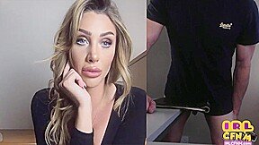 Blonde CFNM babe watch guy jerking cock