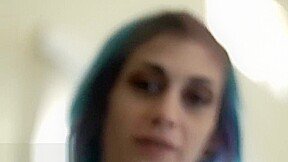 Emo girl with blue hair POV blowjob and sex