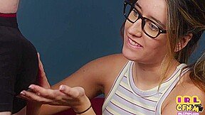 Glasses cutie CFNM cocksucking to lover