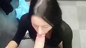 Gorgeous babe milks huge cock in change room