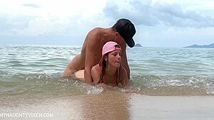 Hot & Risky Sex In The Sea Waves On The Beach – My Naughty