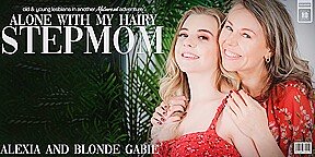 Hot Young Blonde Gabie Licking Her Stepmom Alexia’s Wet Hairy Pussy On The Couch