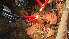 Humiliating pussy penetrated and wax play in masked