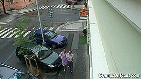 Teen cock whore in trio with old man and his old wife