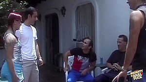 The Horny Redhead Takes Control In Reverse Cowgirl And Enjoys Her First Gangbang