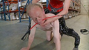 Humiliating hanging and dildo penetrated in old man ass