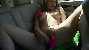 Little April – Fingering Her Pussy At Car