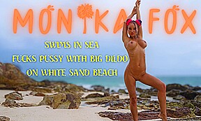 Monika Fox Swims In Sea And Fucks Pussy With A Big Dildo On A