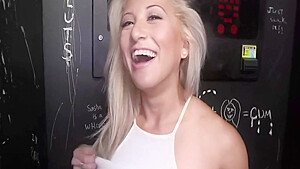 Blonde Jerks and Sucks Cock in Gloryhole