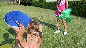 Cheerleader choking fun by Femdom Austria