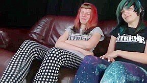 Girl emo licks the feet of twoo girls emo