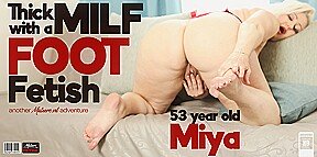 Miya Is A 53 Year Old Thick Milf That Loves Playing With Her Feet And Pussy To Get Herself Wet