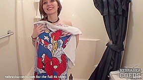 Really Hot University Of Nebraska Student 18+ Nervously Showeri