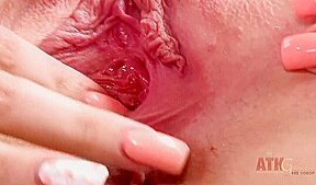 Autumn Gram with big nipples toying her pussy in solo video