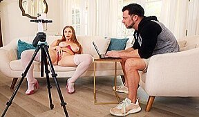 Busty stepsister fucks stepbrother on cam for college money