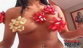 Naughty lesbians decorate their naked bodies in POV