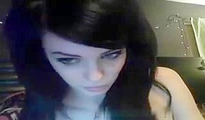 Skinny EMO immature plays with her dildo