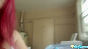 Busty redhead pussy fingering