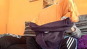 Cowgirl riding on the sofa