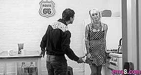 Emo blonde with tattoos Kleio Valentine sex in the kitchen