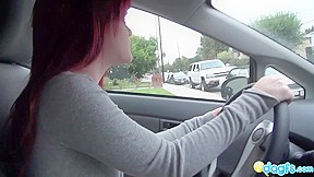 Emo girlfriend teasing in the car