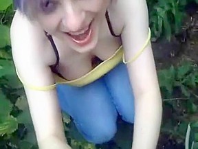 EMO slut gets a facial in the nature