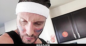 Explicit adult material involving the actress Katie Morgan within a kitchen setting is available.