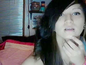 Horny emo immature fondles with her pussy