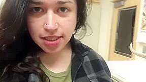 Kezia exhibitionist slut cums at work