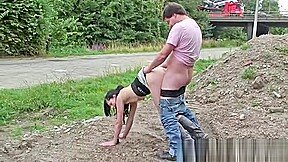 Blowjob and bend over fucking outside