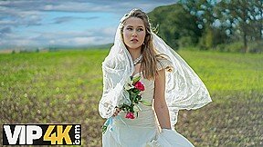 BRIDE4K. Threesome with sexy teen bride with natural tits in the car